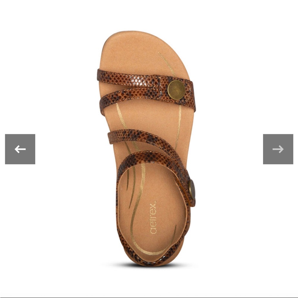 Jess Adjustable Quarter Strap Sandal - Brown Snake - 10